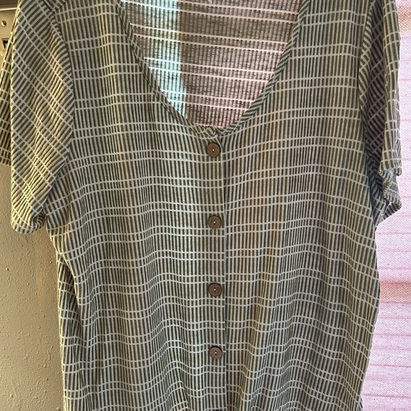 Collection B Green Striped Button-Down Shirt - Picture 1 of 4
